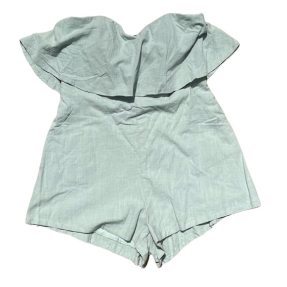 Showpo Playsuit shorts Romper NWT linen look sage - Picture 3 of 7